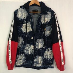 Track 23 Intelligence Design Respect Mens Denim Hoodie Sz XL Jacket